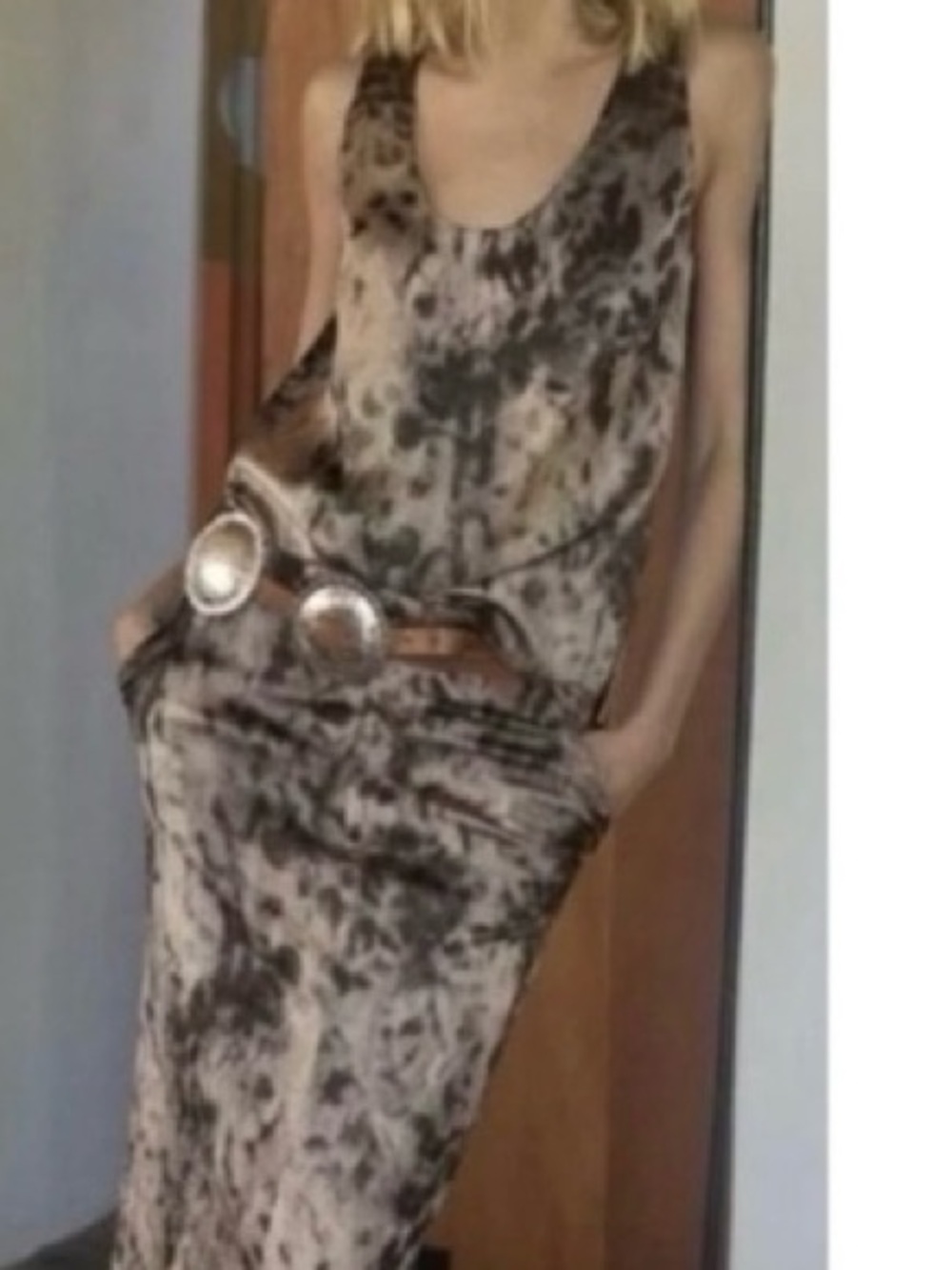 Zara Beige and Black Animal-Print Tank Top